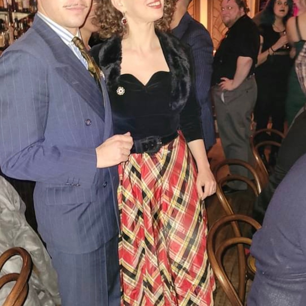 1940’s velvet and tartan evening gown